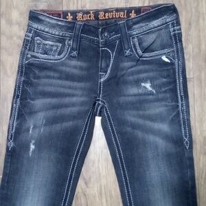 Rock Revival Women's 26 Straight Embellished Embroidered Distressed Black NWOT